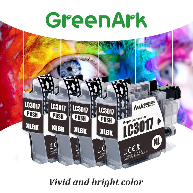 GREENARK Compatible Ink Cartridge Replacement for Brother LC3017BK High Yield Black Work for Brother MFC-J6930DW MFC-J5330DW MFC-J6530DW MFC-J6730DW Printers, 4 Pack LC3017XL Black Ink Cartridges - Image 5